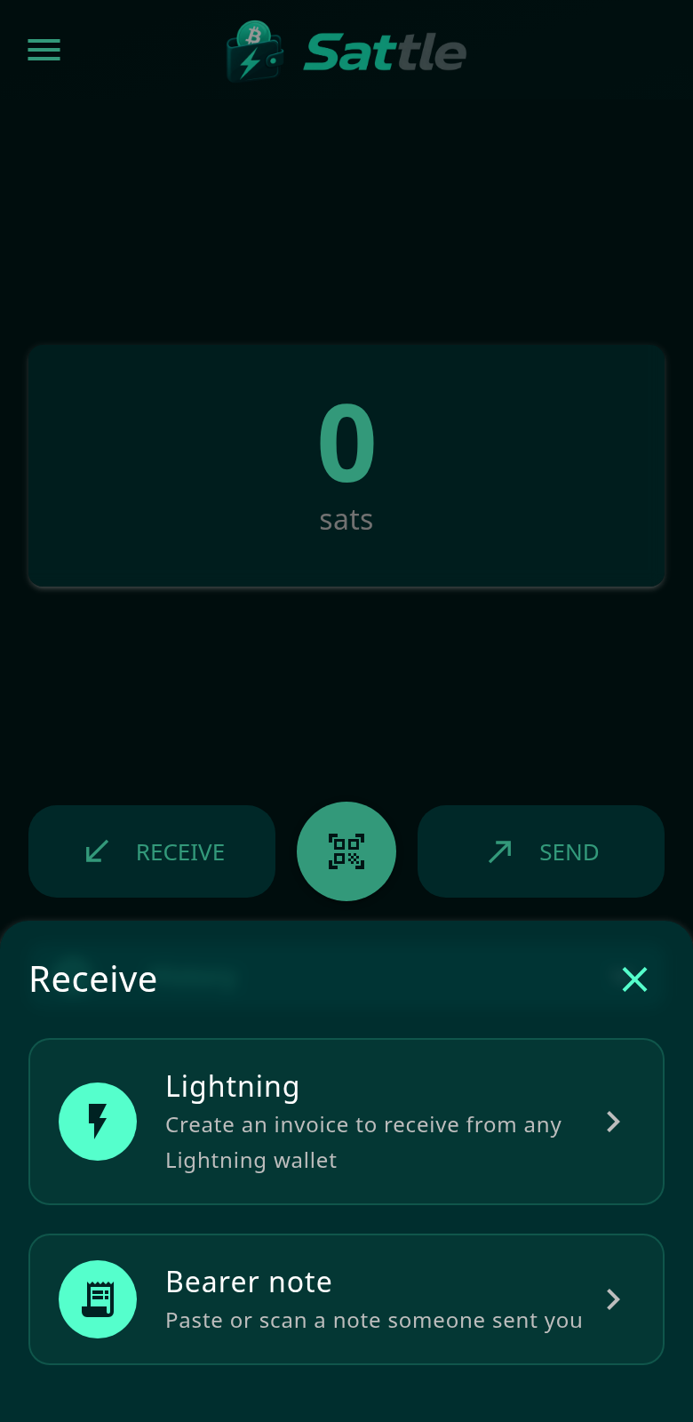 Receive — Lightning or bearer note